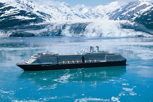 Holland America’s Oosterdam navigates the icy waters near Hubbard Glacier, Alaska.