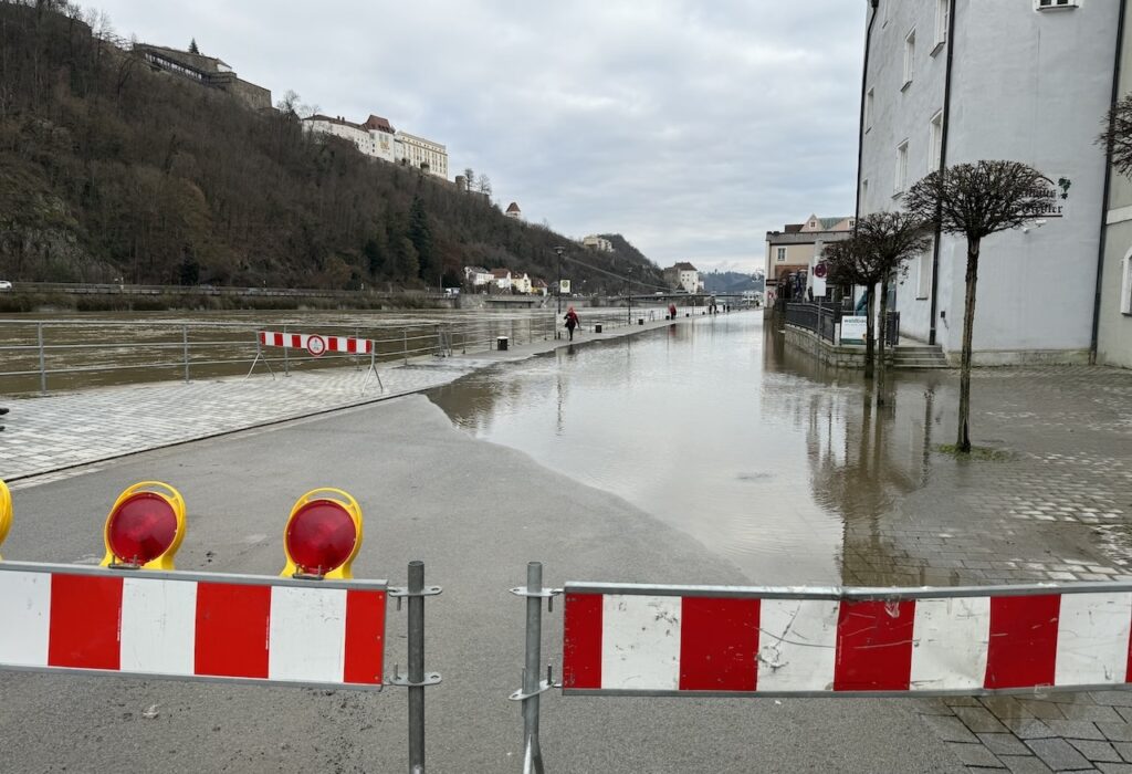 Flooded waters in Passau Germany.