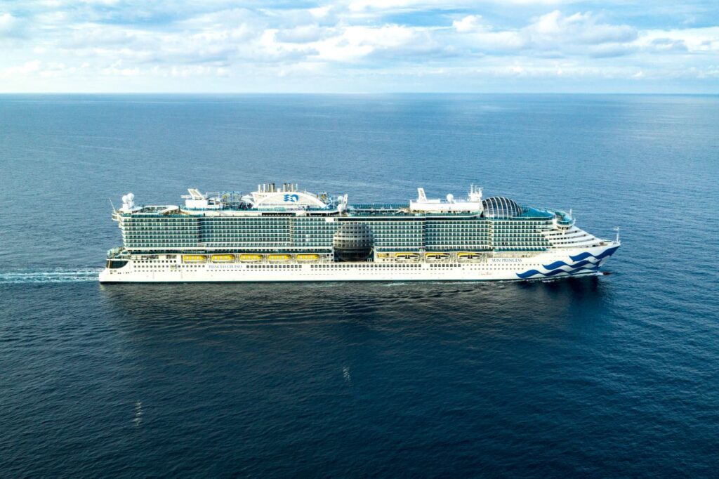Exterior photo of Princess Cruise Line's Sun Princess sailing in the ocean