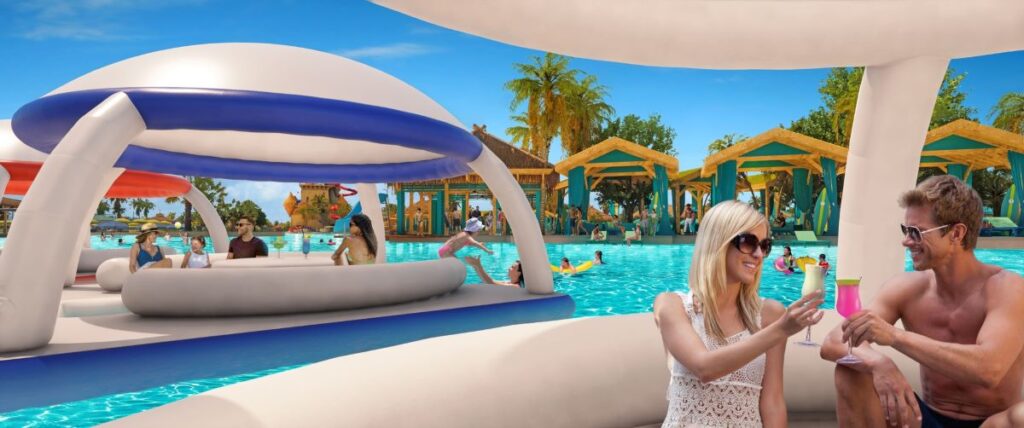 Floating AquaBanas are comfortable cabanas that are fun for the whole family