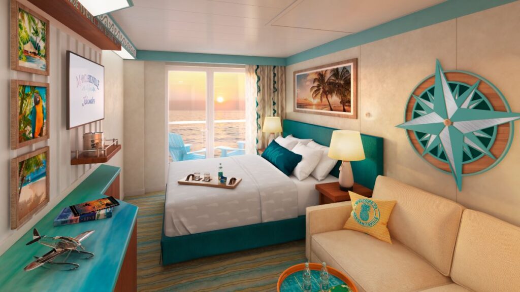 Balcony stateroom onboard Margaritaville at Sea's Islander