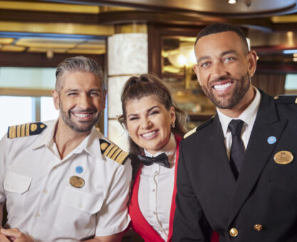 Captain Paolo Arrigo, Bartender Ezra Freeman, and Cruise Director Matt Mitcham from "The Real Love Boat"