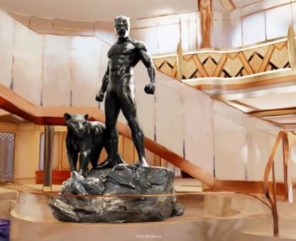 Black Panther statue in Grand Hall of the Disney Destiny